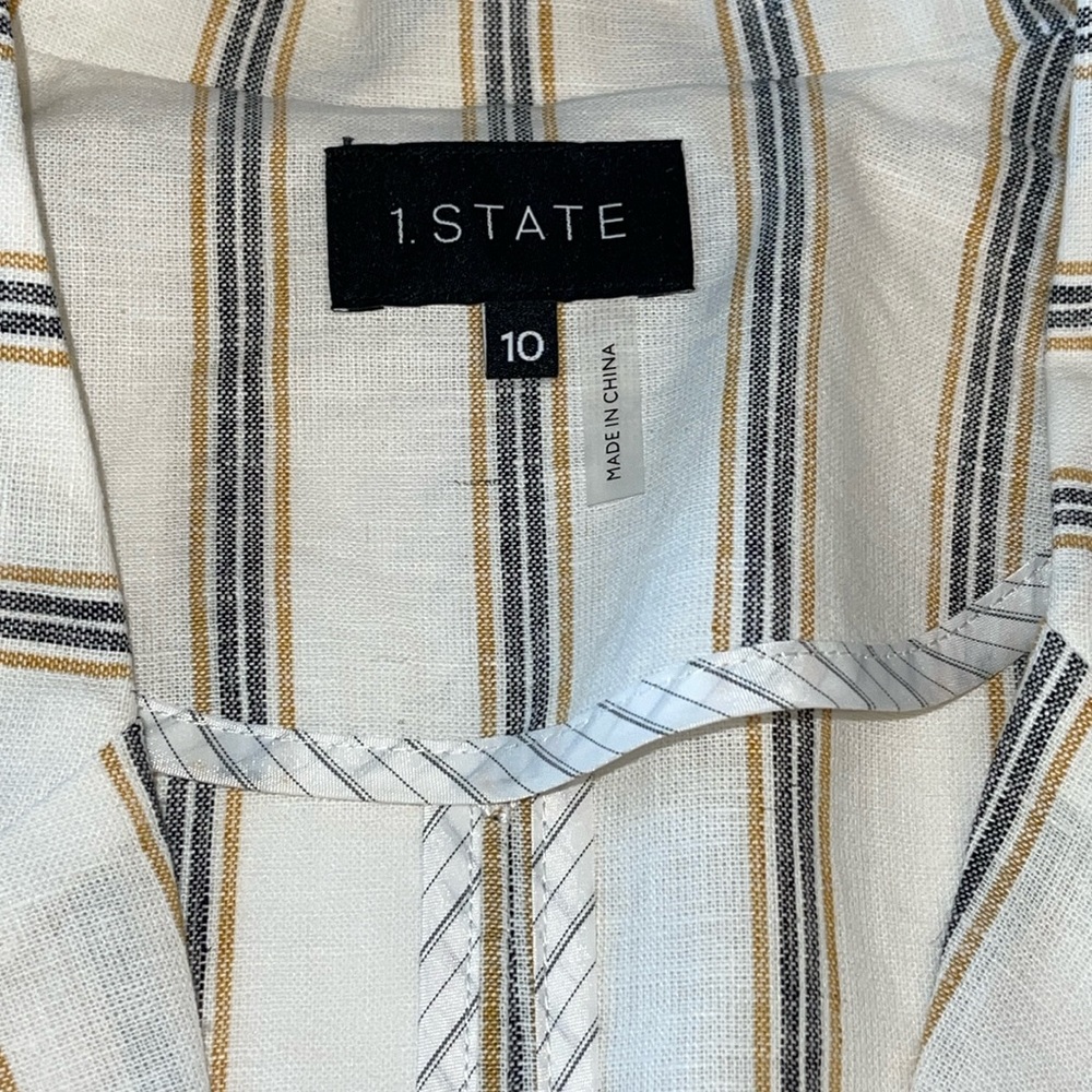 1. State Blazer Jacket White Striped Linen Size 10 NWT - Picture 12 of 17
